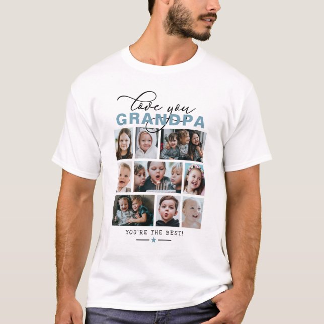 Camiseta Te amo abuelo/Grampa/Otros 9-Foto Personalizado Te (Anverso)