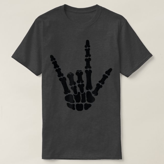 Camiseta Te amo ASL American Rótulo Language Skeleton Han (Diseño del anverso)
