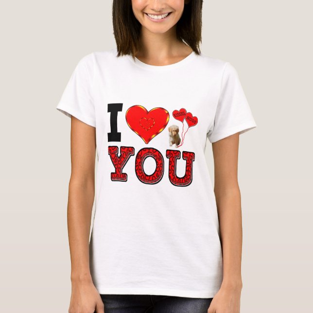 Camiseta Te Amo Con Cachorros Y Abrazos Y Besos Globos (Anverso)