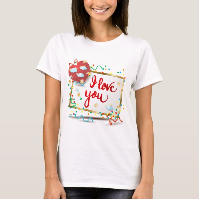 Camiseta Te Amo con Corazón Rojo (Anverso)