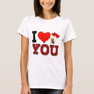 Camiseta Te amo con el perrito y abraza y besa los globos