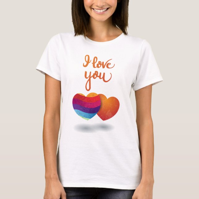 Camiseta Te amo con un par de corazones (Anverso)