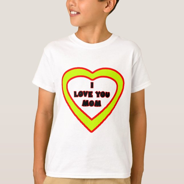 Camiseta Te amo corazón amarillo de la MAMÁ el regalo de (Anverso)