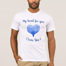 Camiseta Te Amo Corazón Azul Bonito Día de San Valentín  