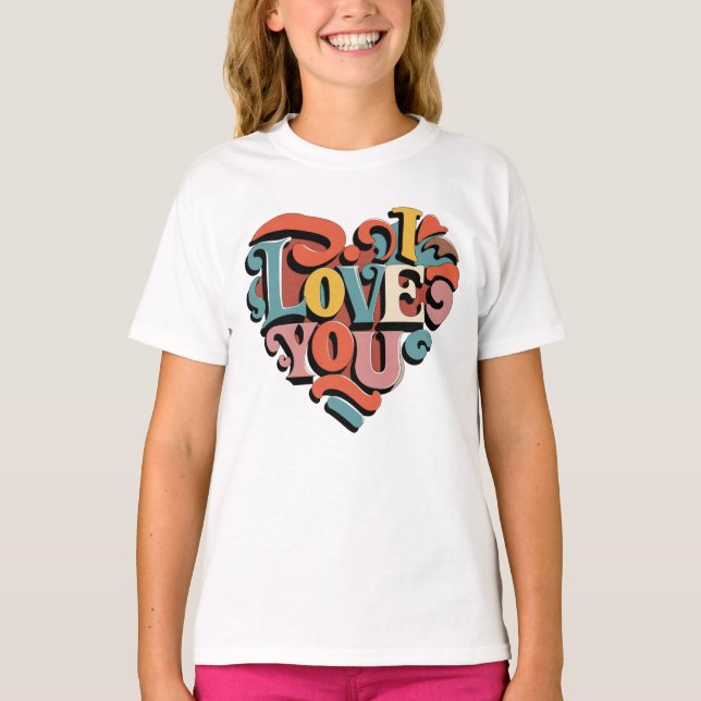 Camiseta Te Amo Corazón Retro Psicodelia (Anverso)