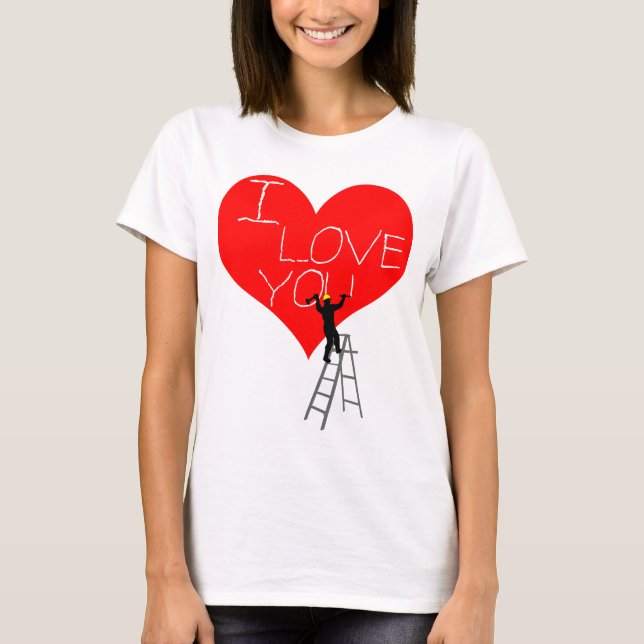 Camiseta Te amo corazón rojo divertido genial único (Anverso)