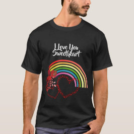 Camiseta Te Amo Día de San Valentín Rosa Arcoiris