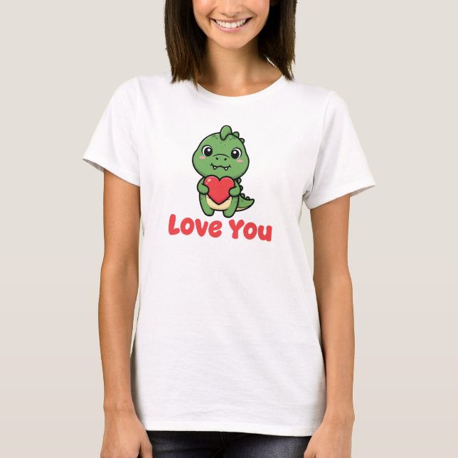Camiseta Te Amo, Dinosaurio de San Valentín (Anverso)