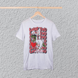 Camiseta Te amo, dinosaurio lindo en disfraz conejo