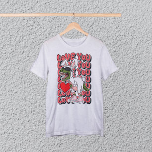 Camiseta Te amo, dinosaurio lindo en disfraz conejo