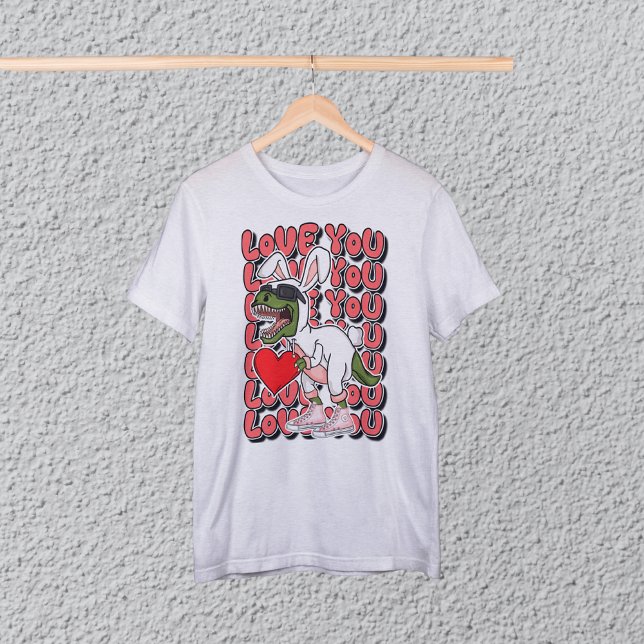 Camiseta Te amo, dinosaurio lindo en disfraz conejo (Subido por el creador)