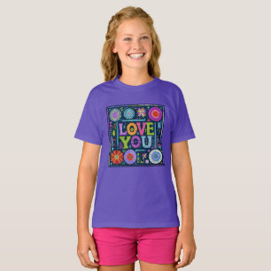 Camiseta Te amo, diseño de época colorido,