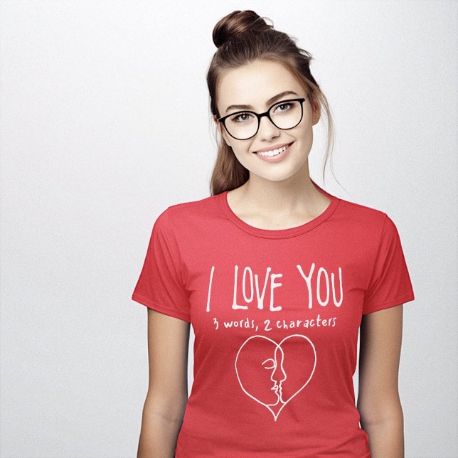 Camiseta Te Amo Dos Personajes Minimalistas (I Love You Two Characters Minimalist T-Shirt)