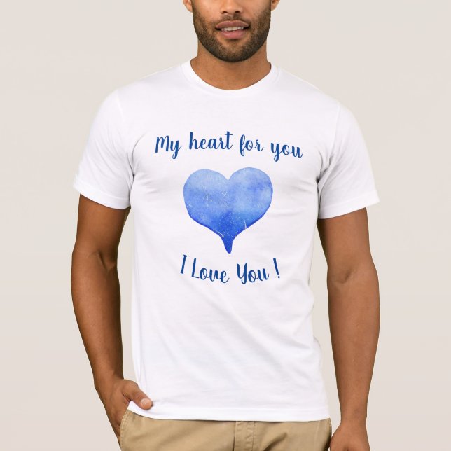 Camiseta Te Amo El día de San Valentín Cute Blue Heart (Anverso)