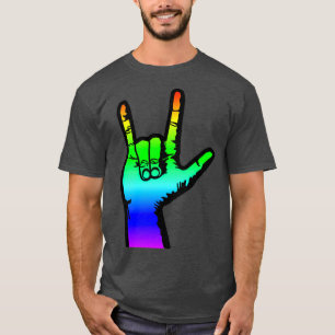 Camiseta Te amo el lenguaje de señas ILU de color arcoiris