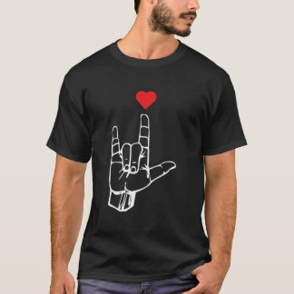 Camiseta Te Amo El Rótulo De La Mano Por