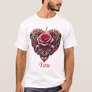 Camiseta 🌹 Te Amo - Elegante diseño de corazón Rosa
