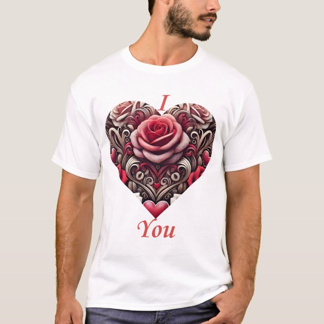 Camiseta 🌹 Te Amo - Elegante diseño de corazón Rosa (Anverso)