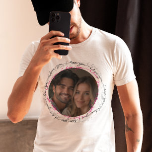 Camiseta Te amo elegante Personalizado Photo Circle masculi
