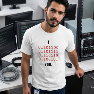 Camiseta Te Amo en Código Binario Programador Full Stack IT