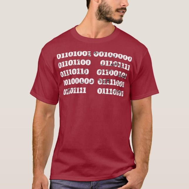 Camiseta te amo en código binario retro vintage (Anverso)