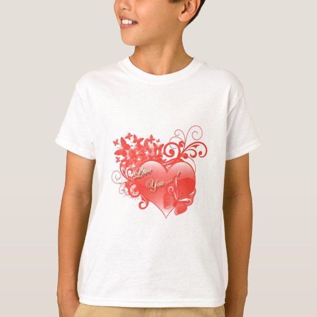 CAMISETA TE AMO EN CORAZÓN ROJO (Anverso)