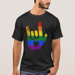 Camiseta Te amo en Lenguaje de Señas Orgullo Lgbtq Corazón