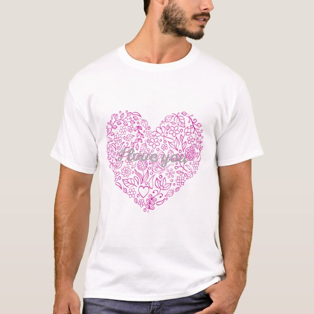 Camiseta Te Amo en un Corazón de Flor (Anverso)