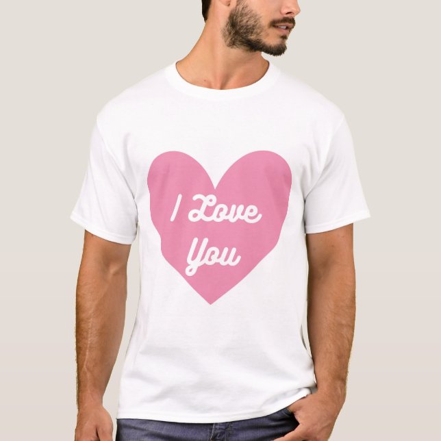 Camiseta Te Amo En Un Corazón Rosa (Anverso)