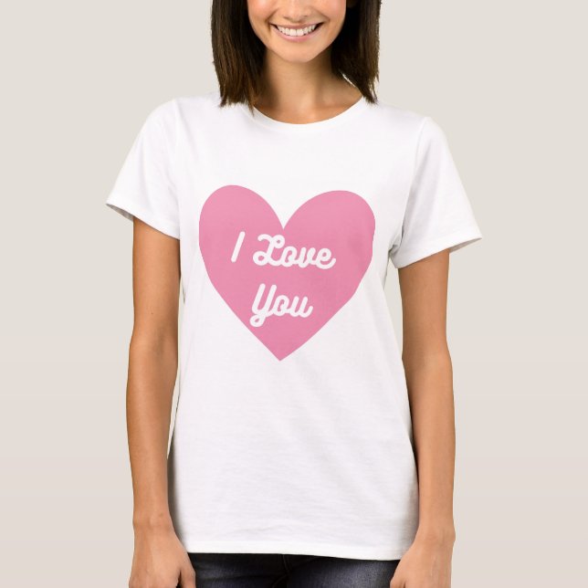 Camiseta Te Amo En Un Corazón Rosa (Anverso)