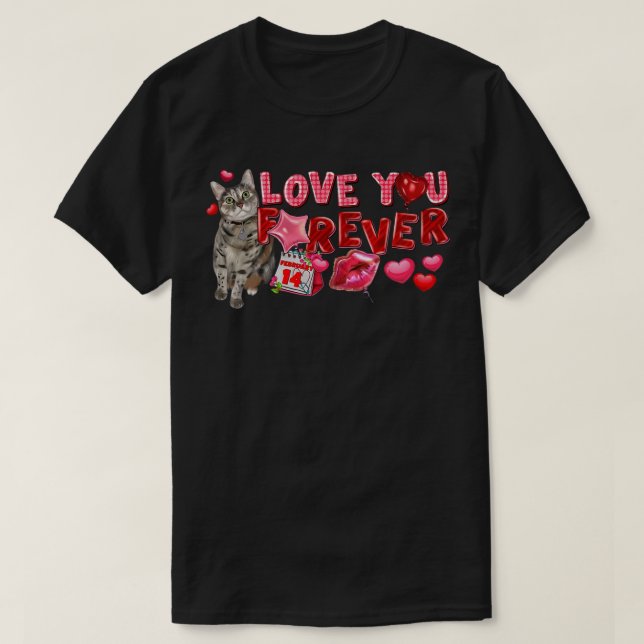 Camiseta Te amo feliz día de San Valentín lindo gato para s (Diseño del anverso)