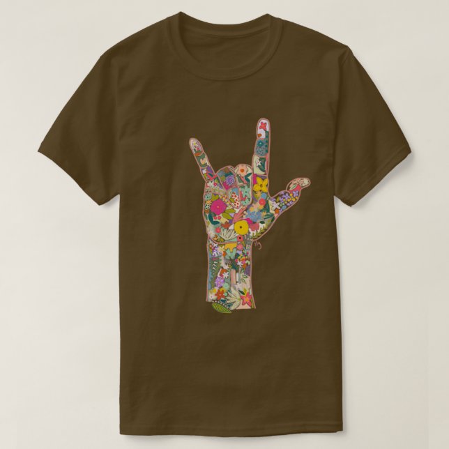 Camiseta Te Amo Floral ASL (Diseño del anverso)