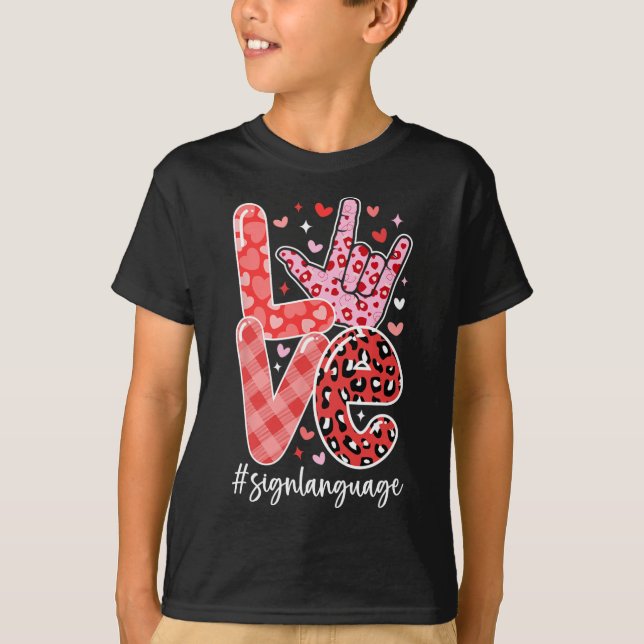 Camiseta Te Amo Idioma Rótulo Asl El día de San Valentín So (Anverso)