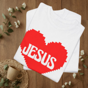 Camiseta Te amo Jesús arte pixelado
