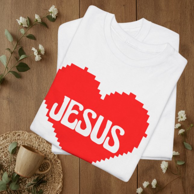 Camiseta Te amo Jesús arte pixelado (Subido por el creador)