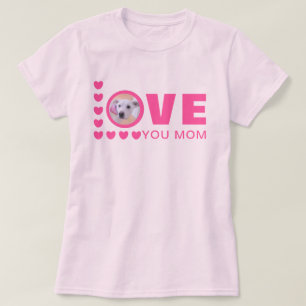 Camiseta Te Amo Mamá Corta Foto De Perro De Cachorro Rosa