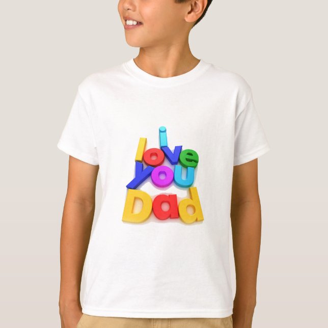Camiseta Te Amo Papá Letra 3D Colorida (Anverso)