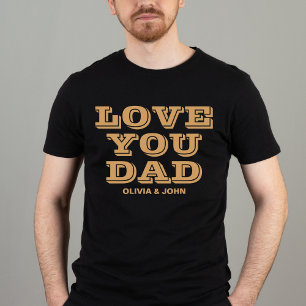 Camiseta Te amo, papá, moderno, negro y el día del padre de