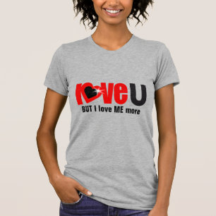 Camiseta "te amo" PERO me amo MÁS negro rojo arriba