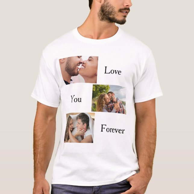 Camiseta Te amo por siempre Personalizado 3 Foto y nombre d (Anverso)
