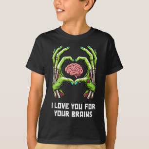 Camiseta Te Amo Por Tus Cerebros Manos De Zombie Halloween