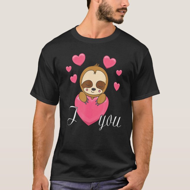 Camiseta Te Amo Querida Sloth Con Muchos Corazones (Anverso)