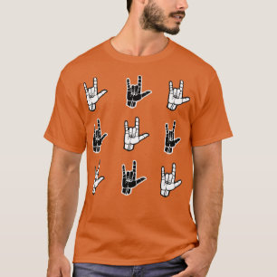 Camiseta TE AMO Rótulos de mano de lenguaje Rótulo negro y