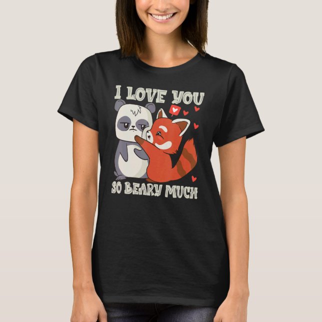 Camiseta Te Amo Tanto Antes Que Mucha Pareja De Panda Rojo  (Anverso)