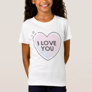 Camiseta Te amo texto en corazón dulce