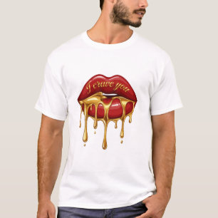 Camiseta Te Anhelo - Labios con Goteo de Oro