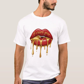 Camiseta Te Anhelo - Labios con Goteo de Oro