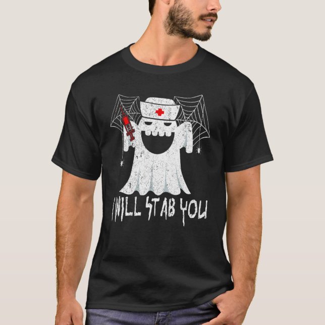 Camiseta Te Apuñalaré Enfermera De Enfermería De Halloween (Anverso)