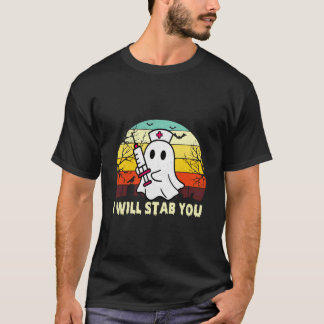 Camiseta Te Apuñalaré Enfermera Fantasma Retro Divertido Ha
