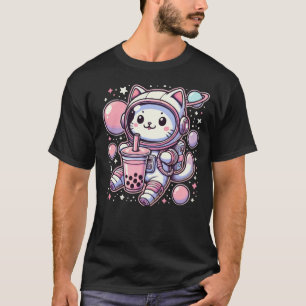 Camiseta Té Boba De Burbuja De Gato En Anime Astronauta Esp